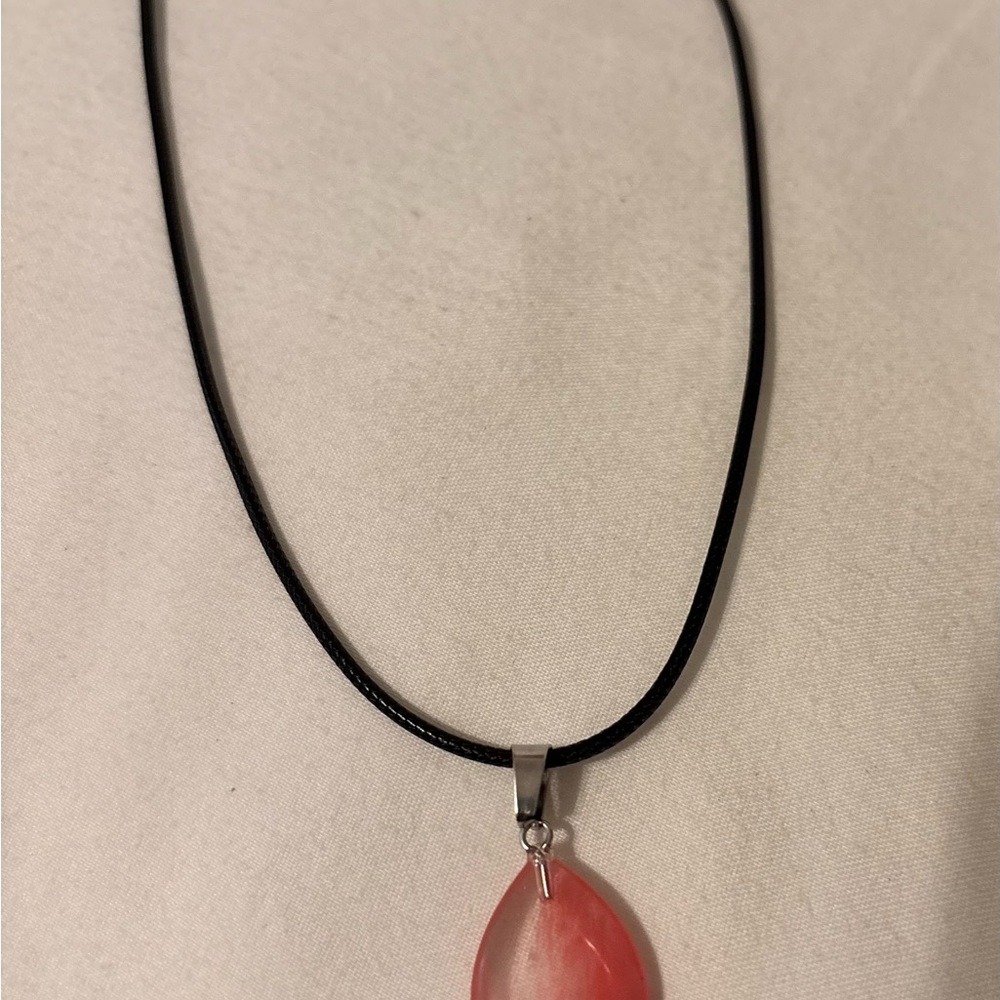Elegant Pink Teardrop Pendant Necklace